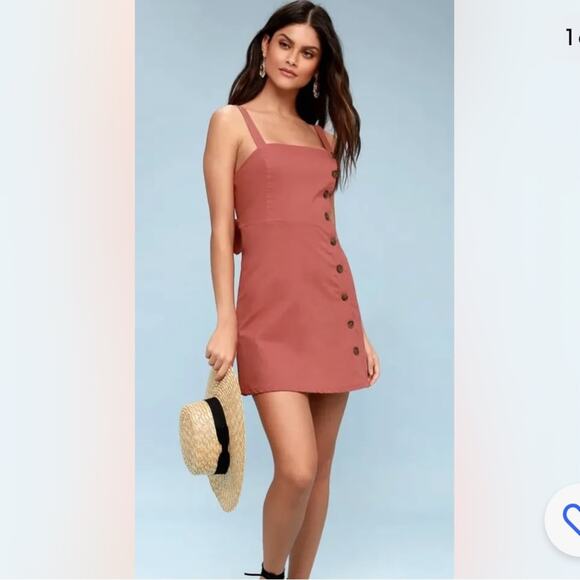 Lulus Dresses & Skirts - Lulus Louetta Button-Down‎ Tie Back Sleeveless Mini Dress in Rust Red Size M